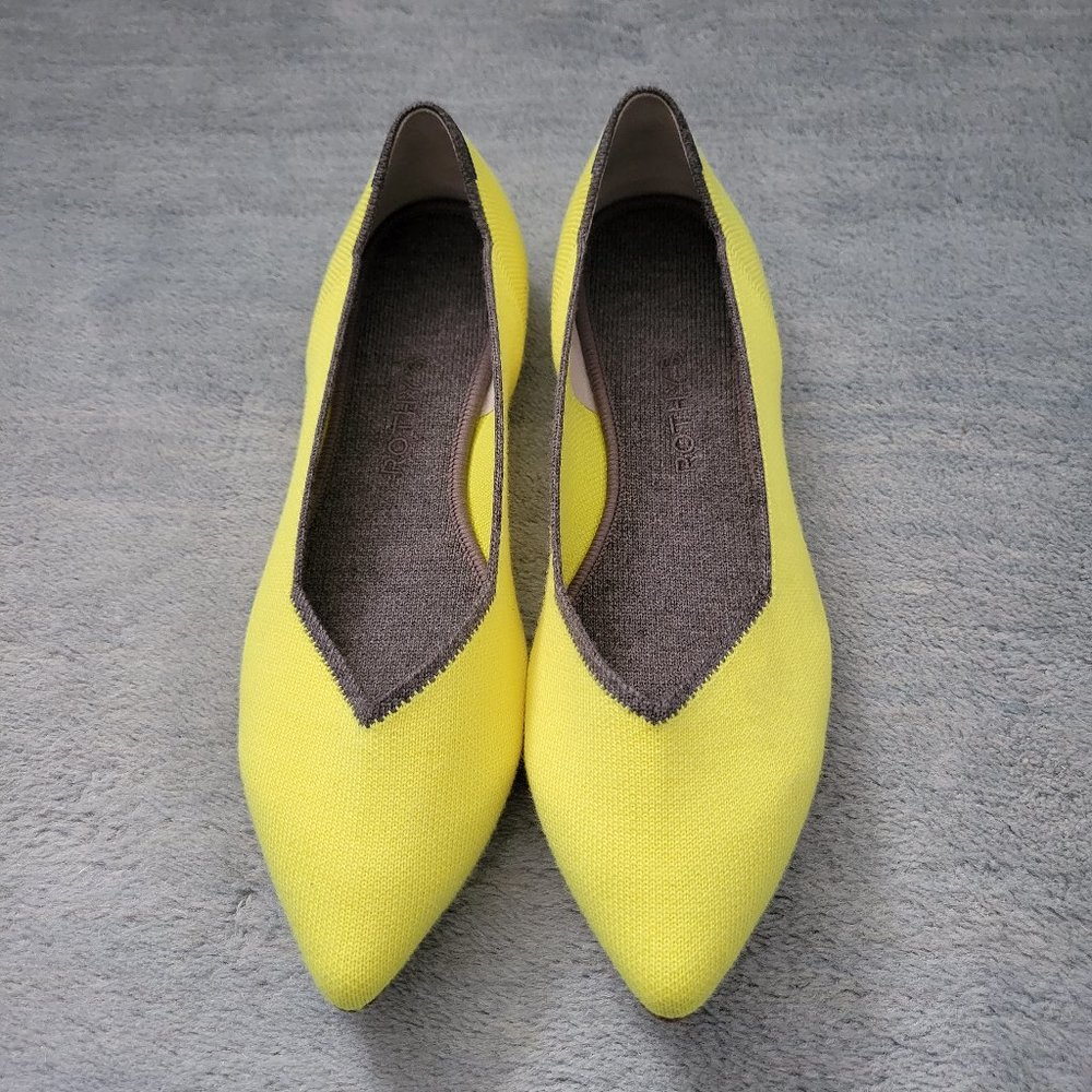 Rothy's Merino Point Flat - Bright Yellow Sunbeam